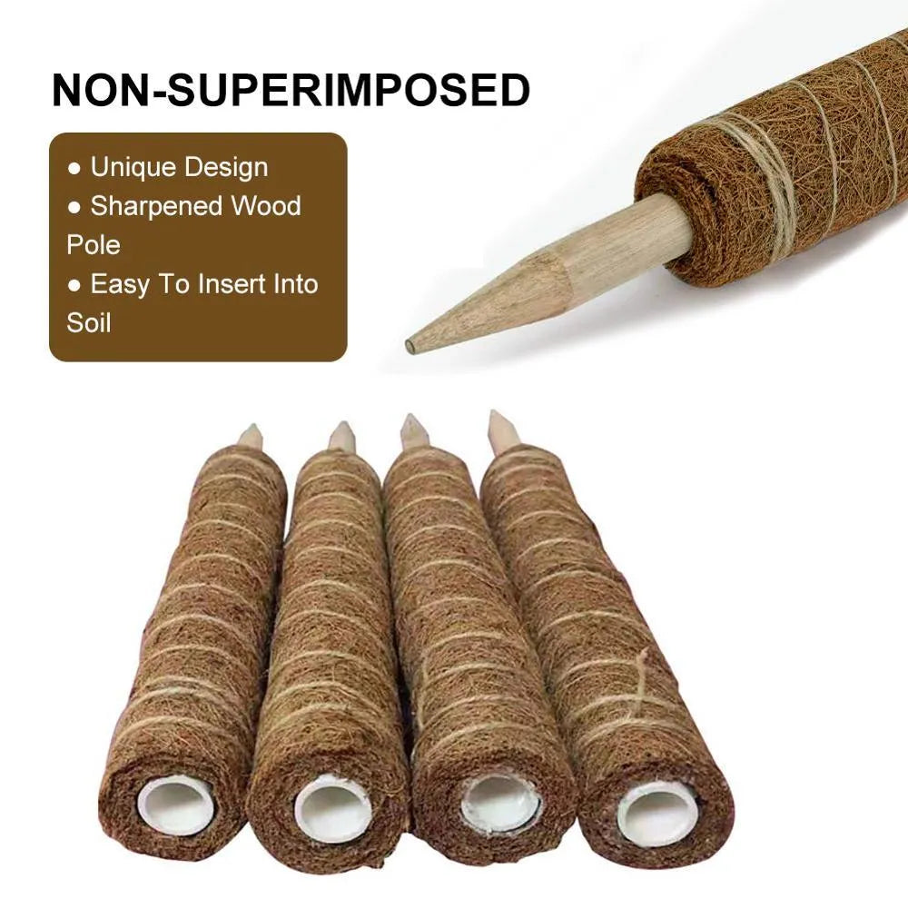 Natural coconut moss fiber totem pole for climbing plants with wooden pole and PVC connector
