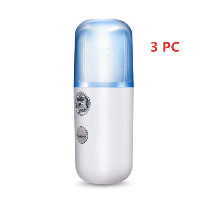 Compact portable nanospray humidifier for deep skin hydration in various colors