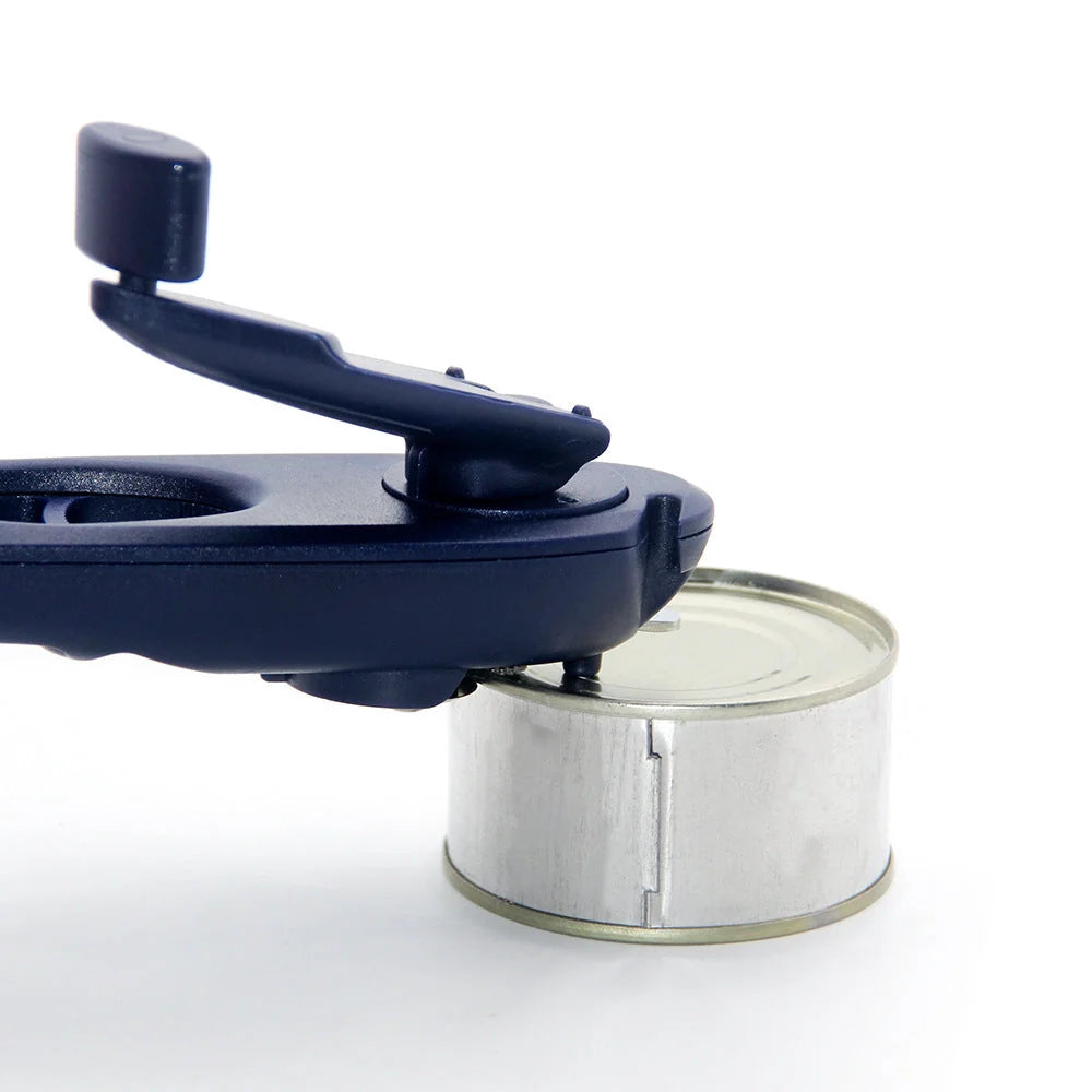 Eight in One Multifunctional Can Opener in black and navy blue, compact and durable