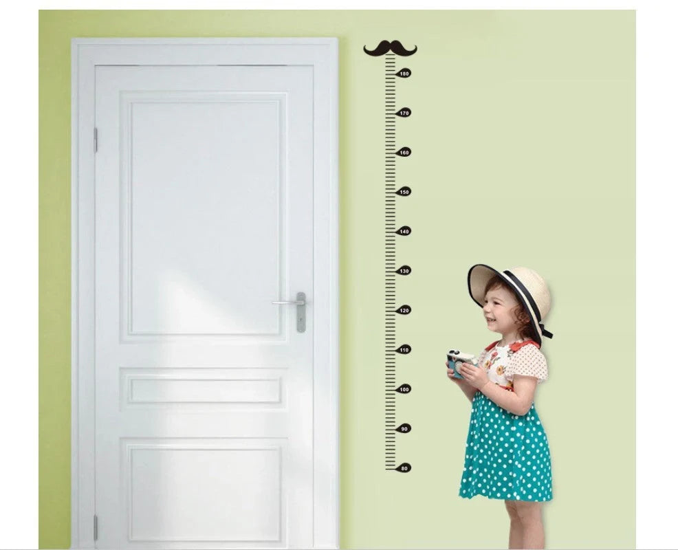 Children's beard height measurement wall sticker in black, 57cm by 12cm