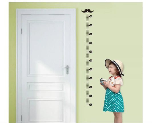 Children's beard height measurement wall sticker in black, 57cm by 12cm