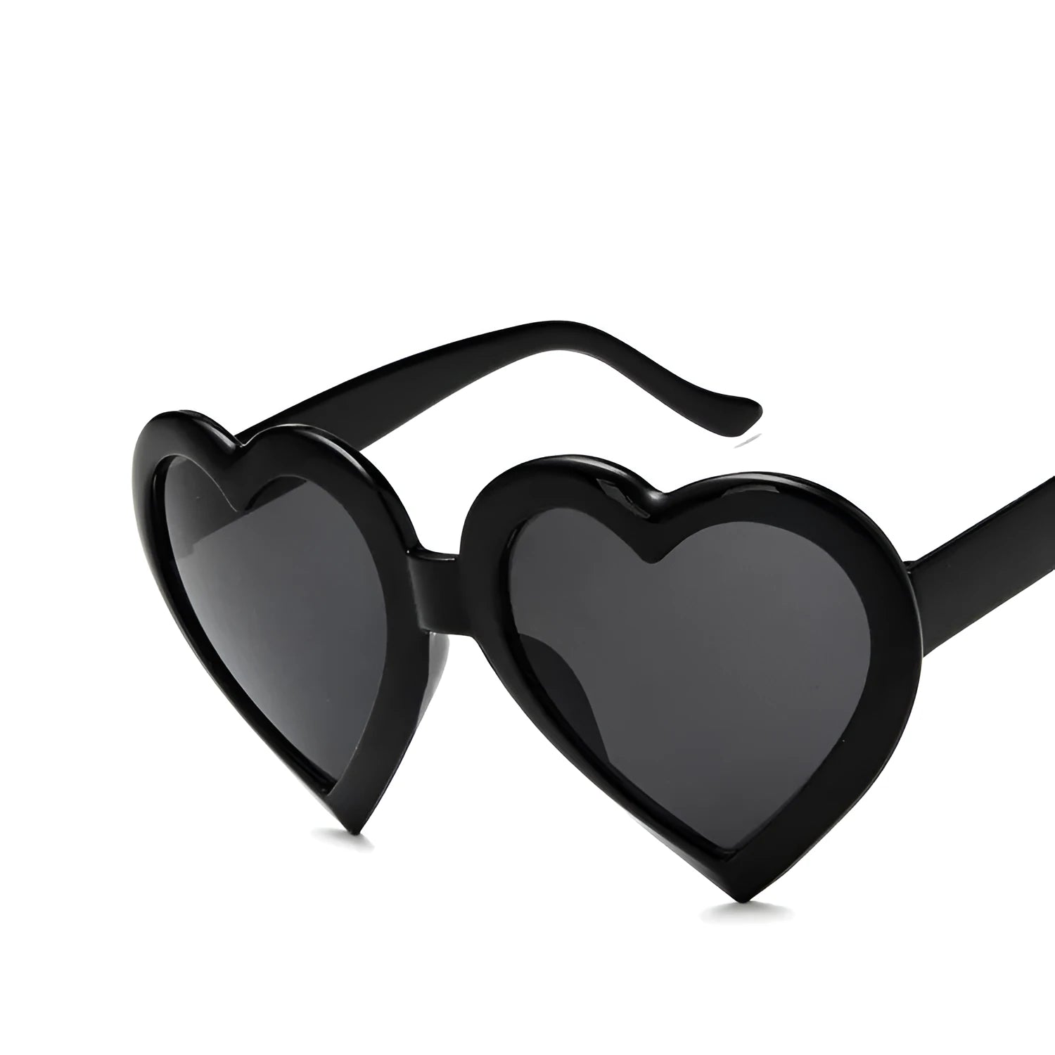 Children's heart-shaped sunglasses with bright red resin lenses and full rim frame