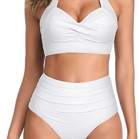Women's split bow bikini swimsuit in multiple colours on a mannequin
