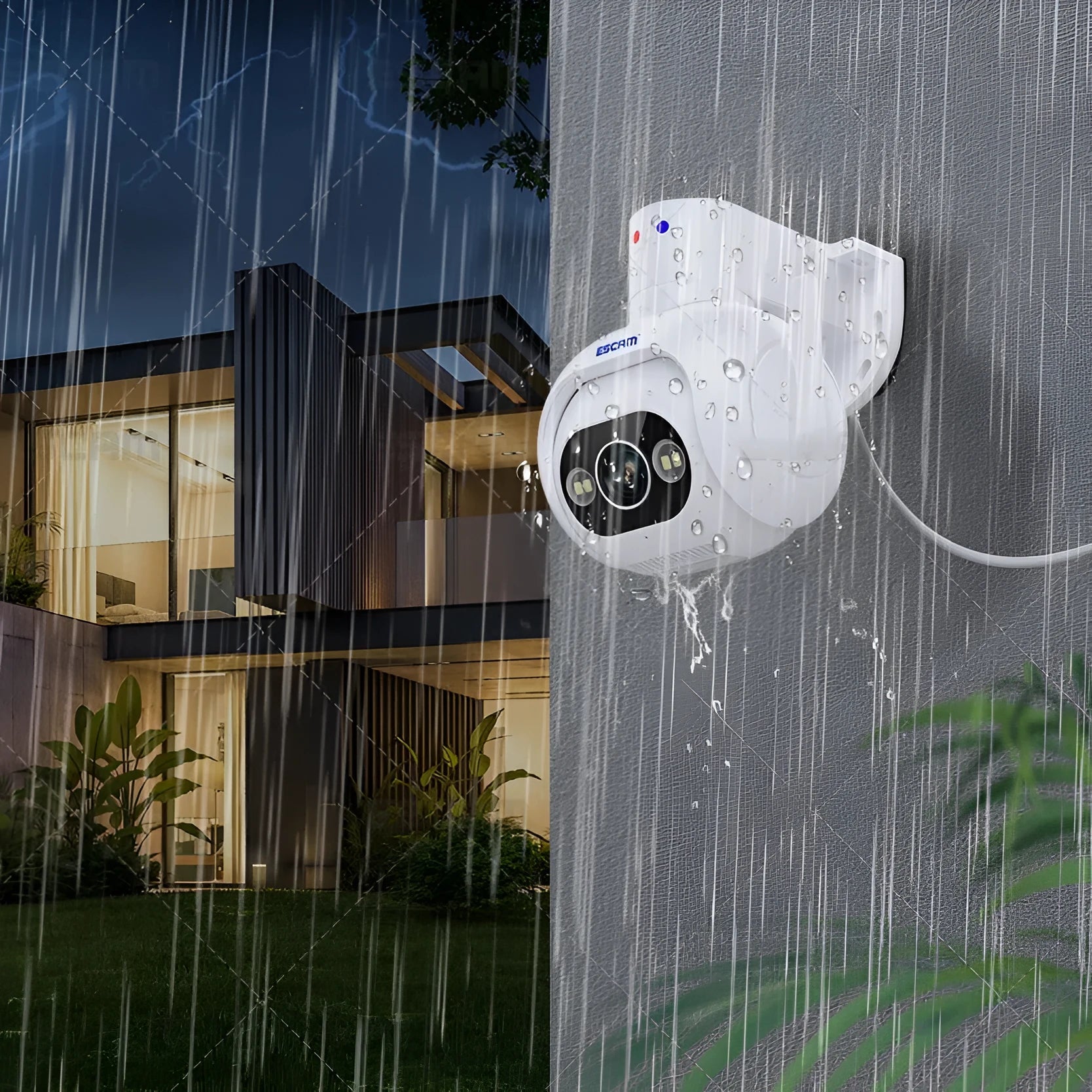 Smart colour night vision 4MP outdoor security camera with wall mount bracket