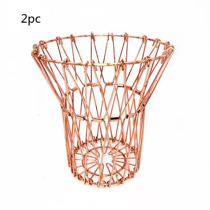 Stainless steel foldable fruit tray with Nordic design and copper finish