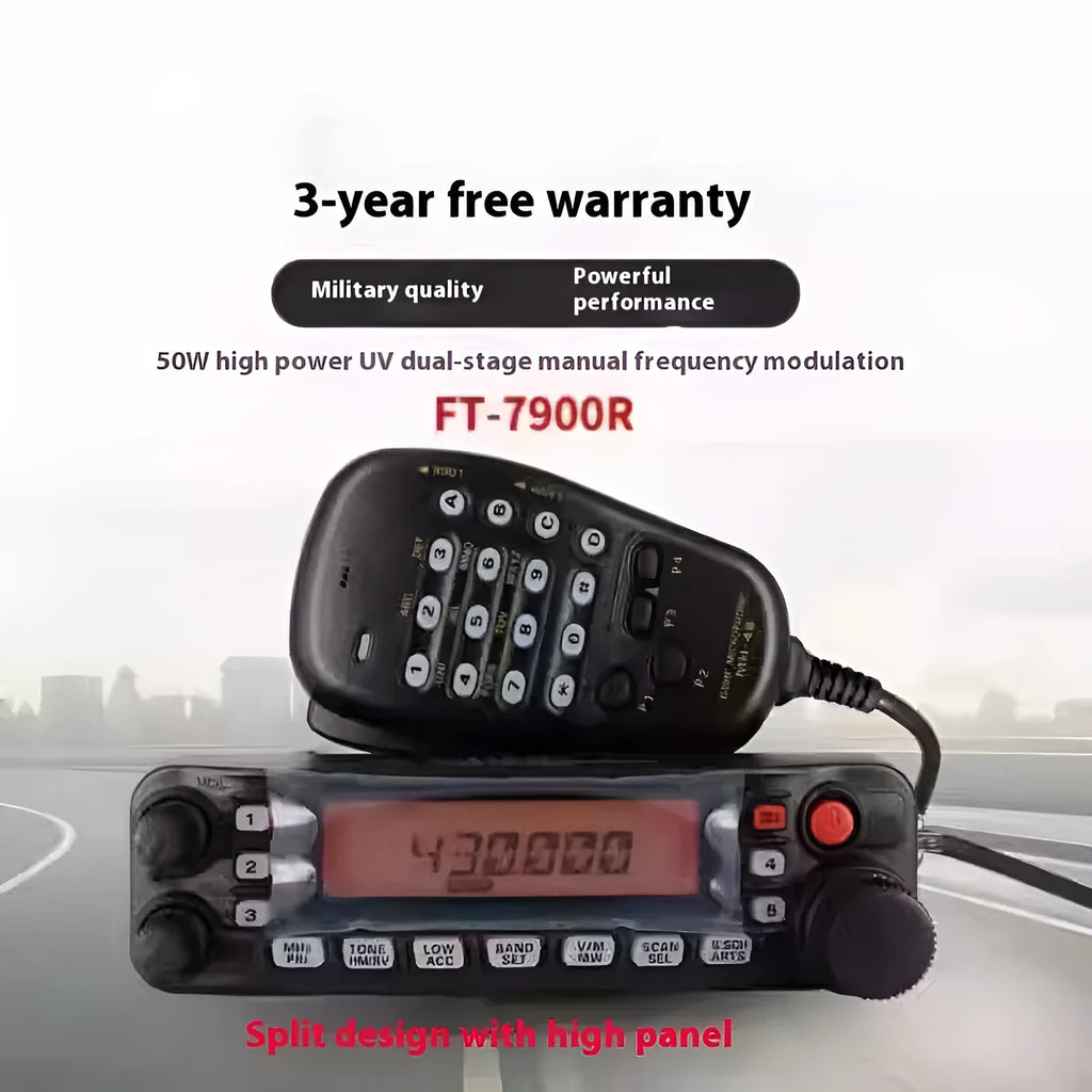 High-power two-way radio walkie-talkie for car intercom and self-driving tours with antenna clamp options.