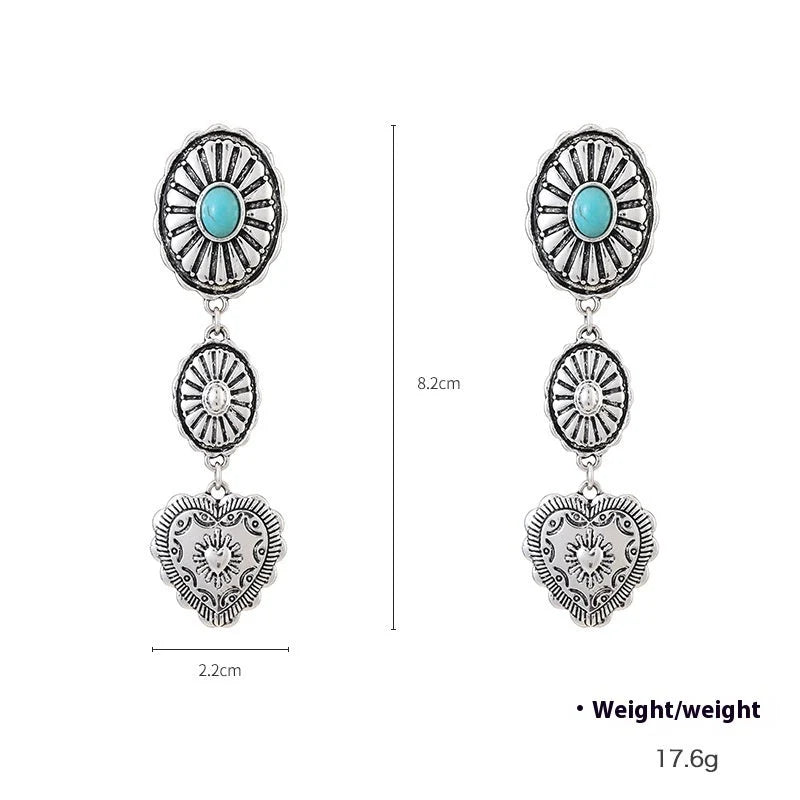 Semi-precious stone beaded twin earrings for women in alloy with electroplating treatment
