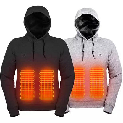 2024 New Outdoor Electric USB Heating Jacket in black and grey with adjustable heat settings