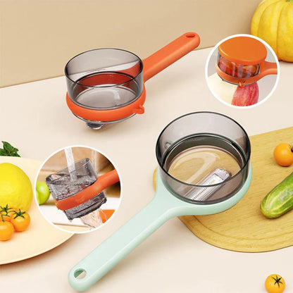 Premium multi-use kitchen peeler with removable container for efficient and mess-free produce preparation