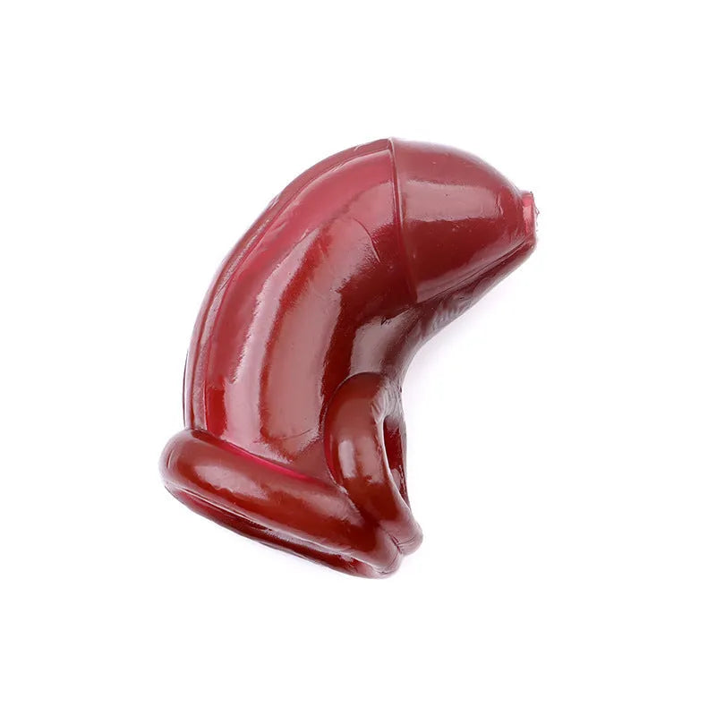 Soft rubber birdcage chastity lock in white colour for secure abstinence restraint