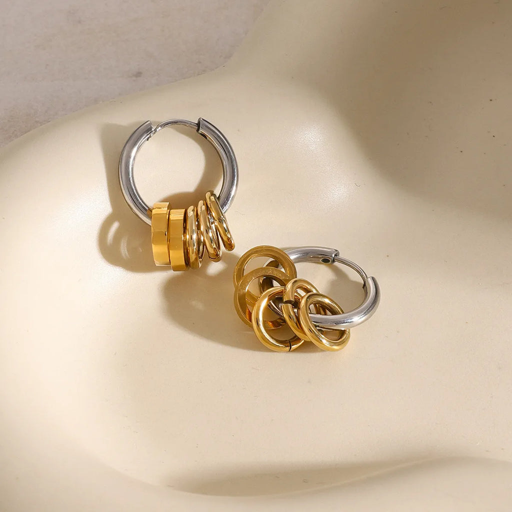 Personality brand stainless steel ins style earrings with electroplated colour finish