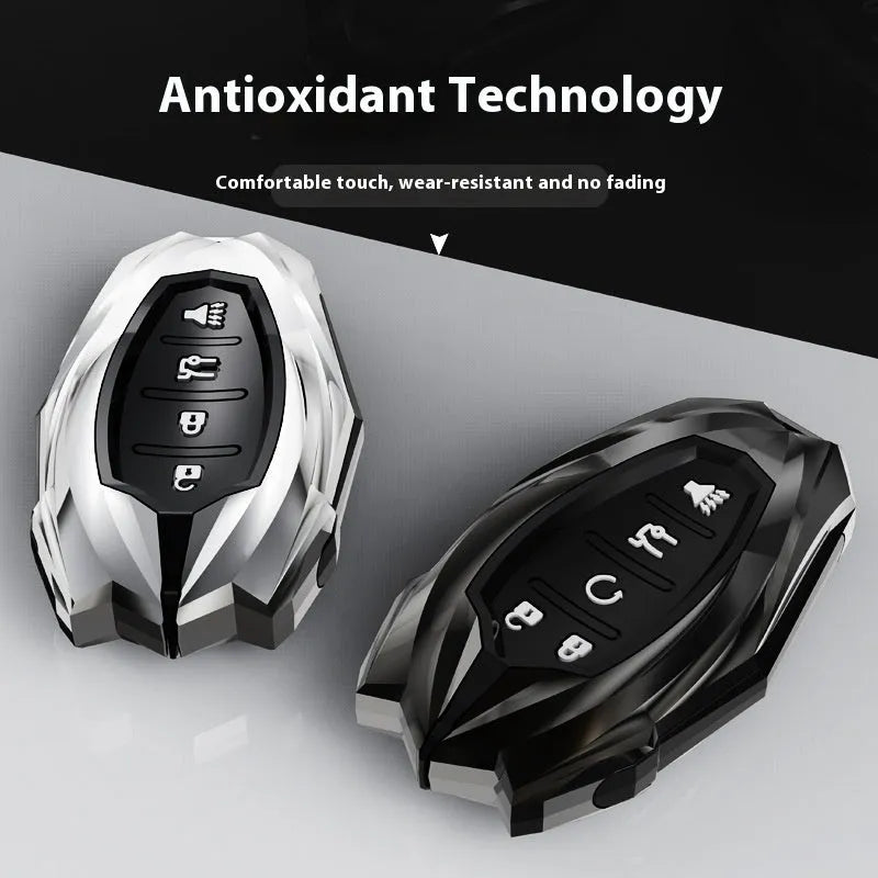 Zinc alloy key cover for 23 Chevrolet Malibu XL in black double lock style with keychain