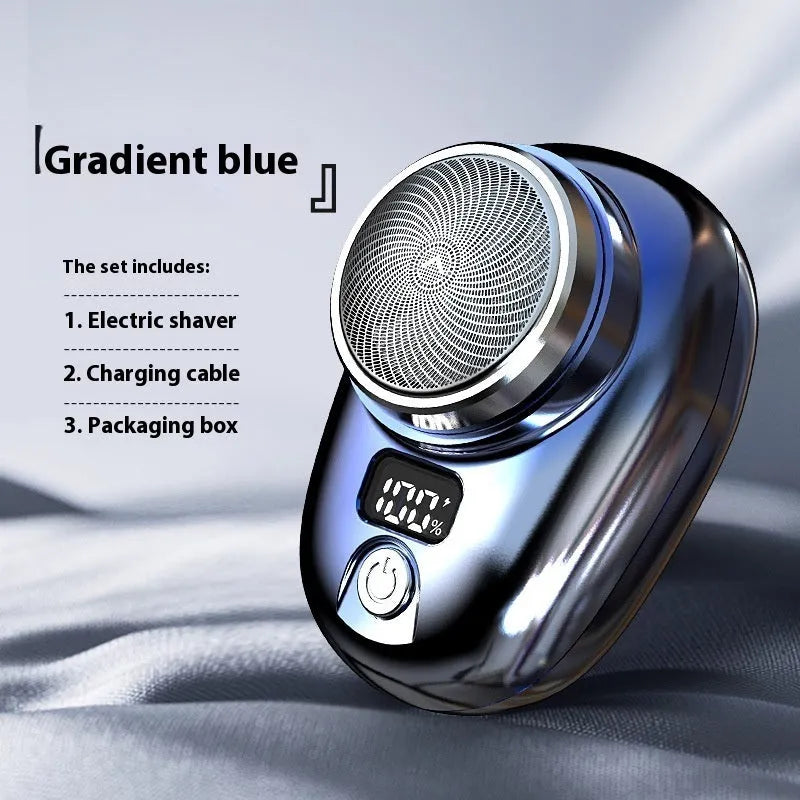Mini electric shaver with LED digital display, black, for travel and daily grooming