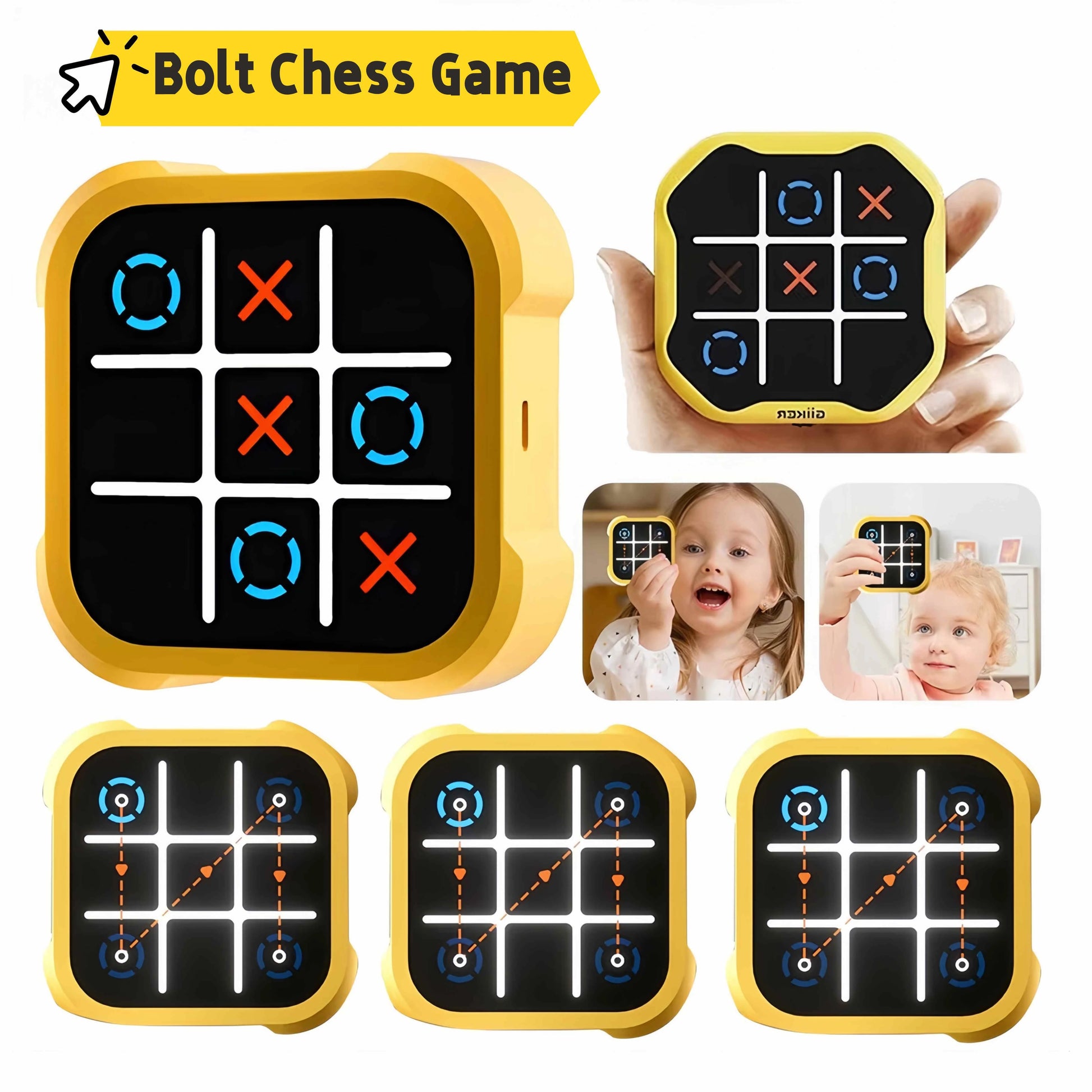 Educational Tictactoe Three-character Chess Set in British orange and yellow