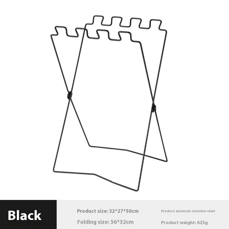 Silver stainless steel folding garbage bag bracket with Korean-style design for outdoor use