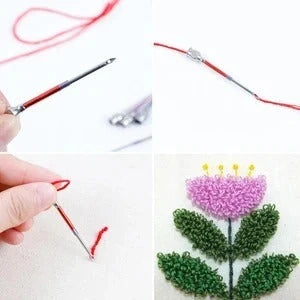 Electroplated alloy poke needle embroidery set for precise crafting
