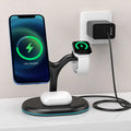 A black magnetic wireless charger with a simple design, showing its ABS plastic casing.