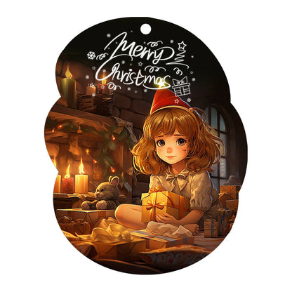 A charming acrylic car-shaped ornament with vibrant colors and a reflective finish, perfect for Christmas decor.