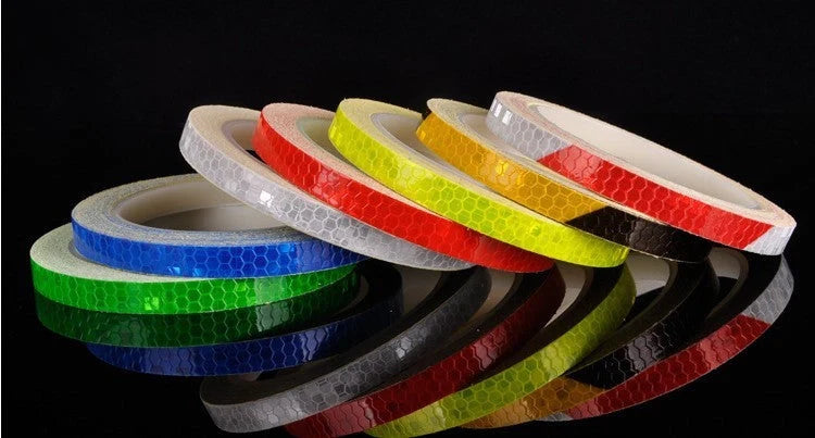 Reflective safety stickers for bicycles and vehicles in multiple colours