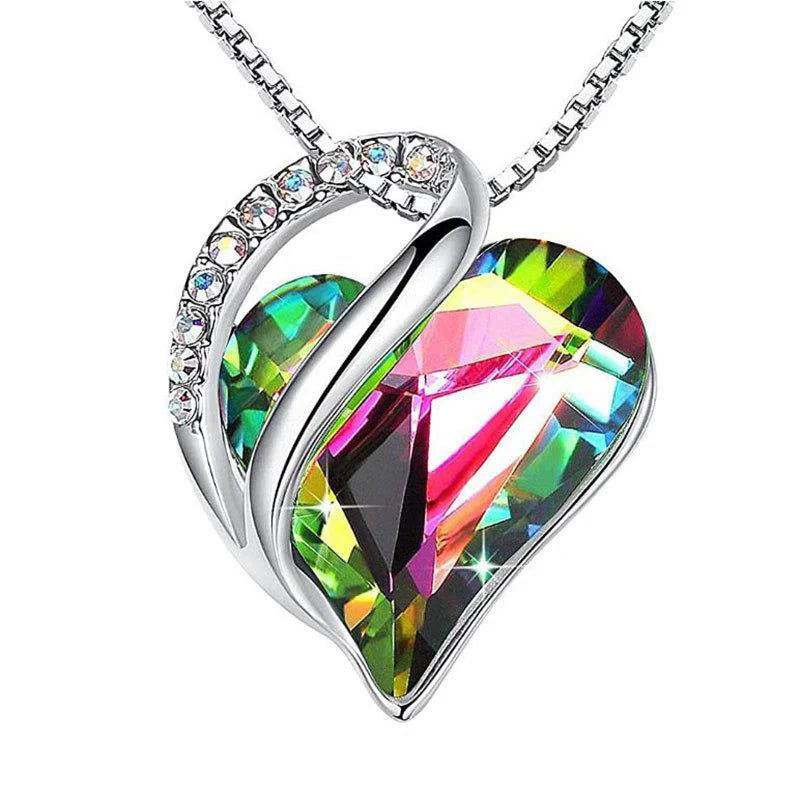 925 silver heart-shaped geometric necklace for women in various colours