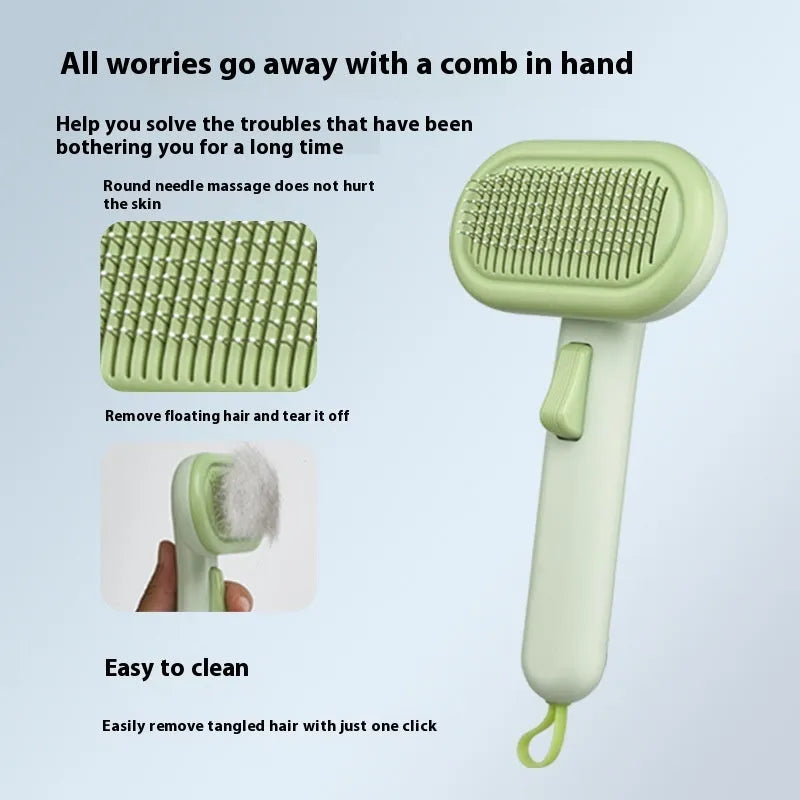 Large cat hair removal comb with stainless steel blade in light grey colour option