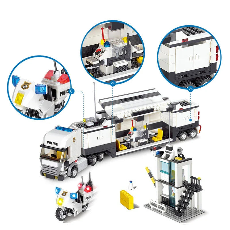 Classic Police Station Model Building Blocks set with 551 pieces and 5 dolls