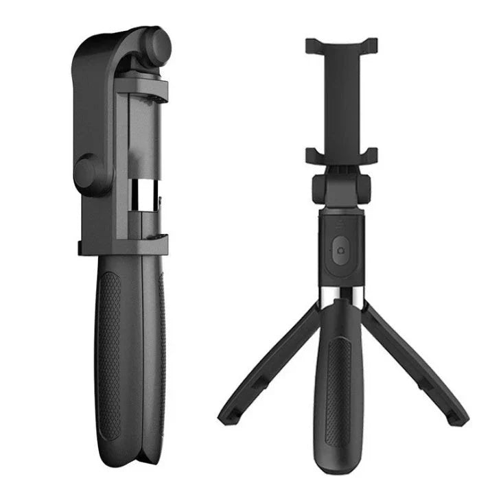 Versatile Bluetooth Selfie Stick for Apple Devices with Adjustable Telescopic Arm and Sturdy Triangular Bracket