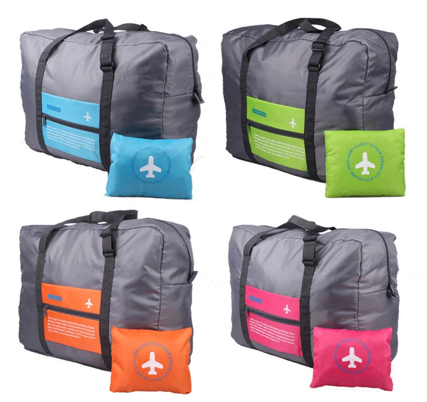 Large capacity waterproof nylon foldable travel duffel bag in multiple colors