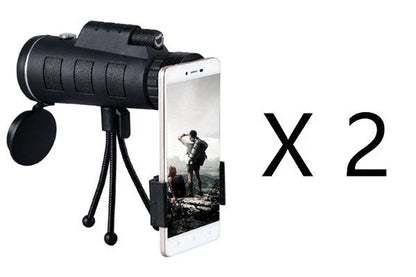 40x60 monocular telescope with compass and phone clip, compact and lightweight for outdoor use