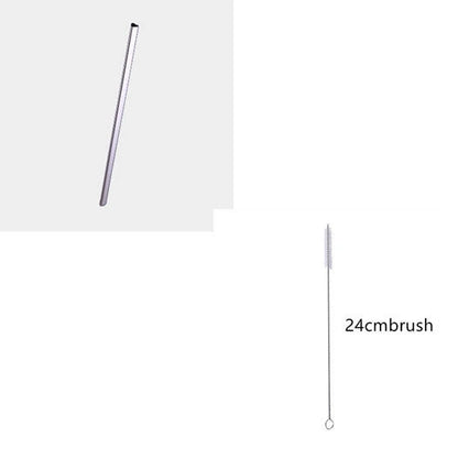 Reusable heart-shaped stainless steel straws in various colours with cleaning brush