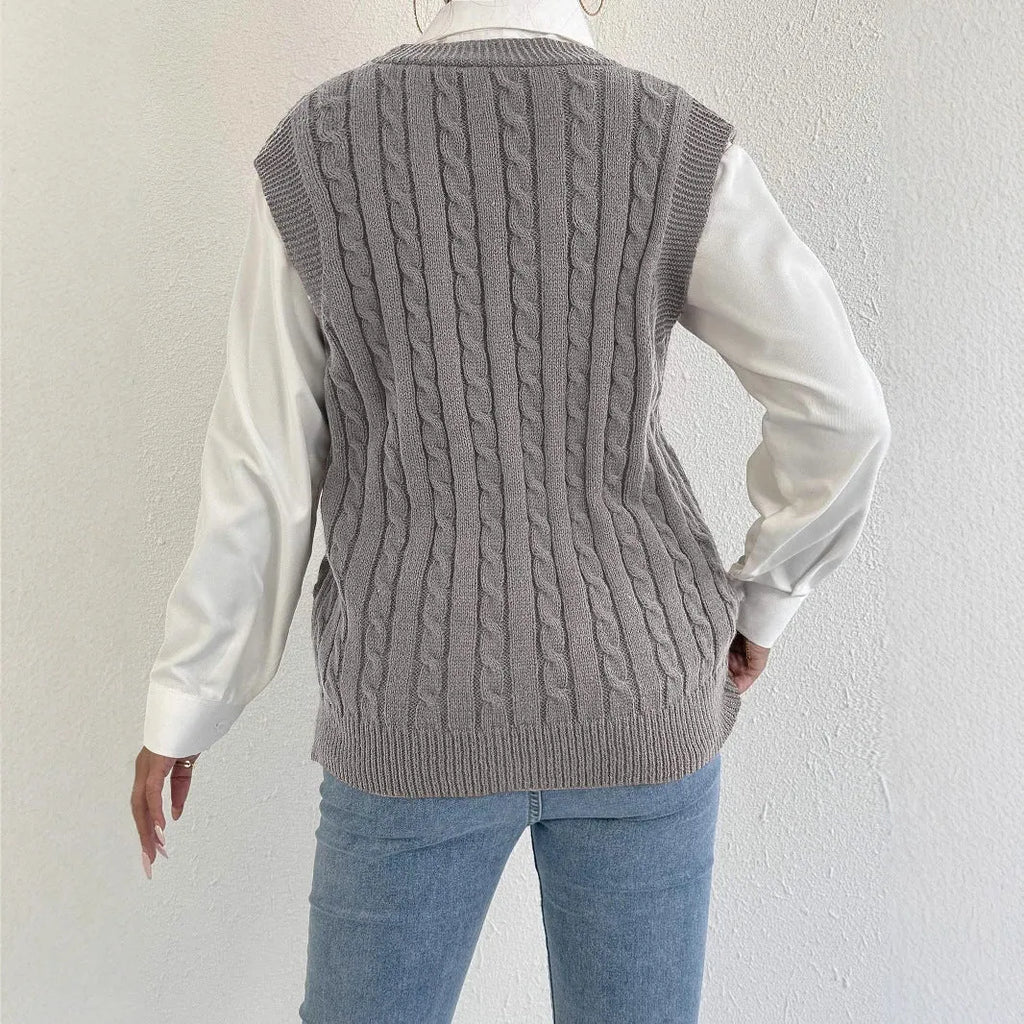European and American leisure outer twist woven vest in solid colour, free size, deer plush fabric, available in coffee, gray, black