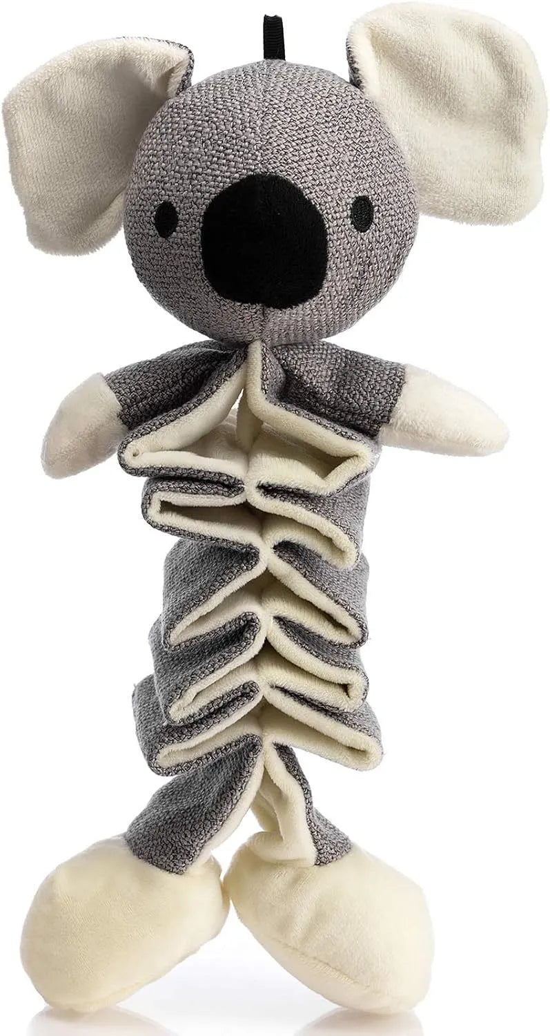 Grey koala plush dog squeaky toy measuring 30 cm with crinkle paper inside.
