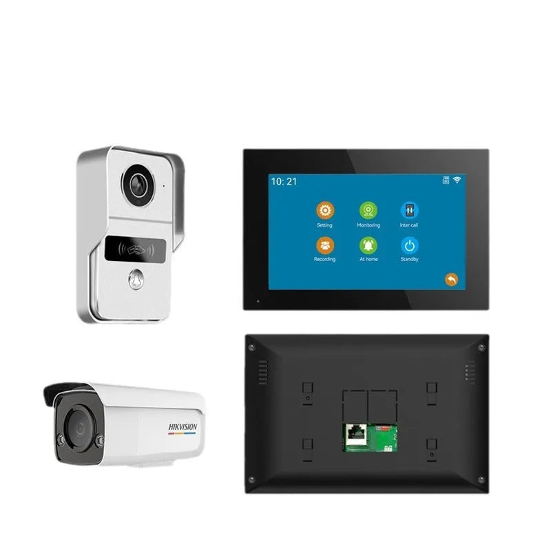 10-inch video intercom doorbell system with outdoor camera unit and installation kit
