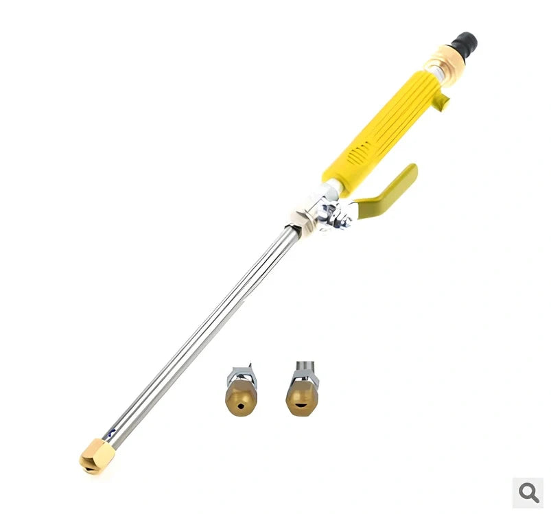 Adjustable copper high-pressure car wash water gun, 46.5cm black model with 5cm grip and nozzle