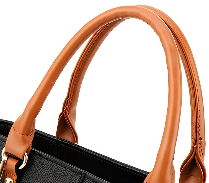 Women's black PU slung shoulder bag, 25cm height, adjustable strap for diagonal carry with phone and wallet inside