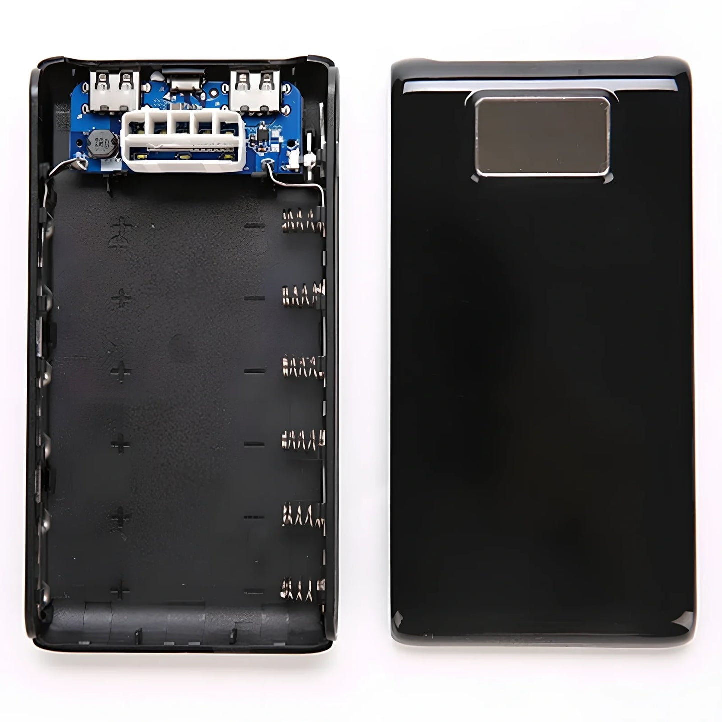 Black 18650 DIY charging bank case C9 model, 22mm x 76mm x 150mm with Type-C input and 5V 2A output for six batteries