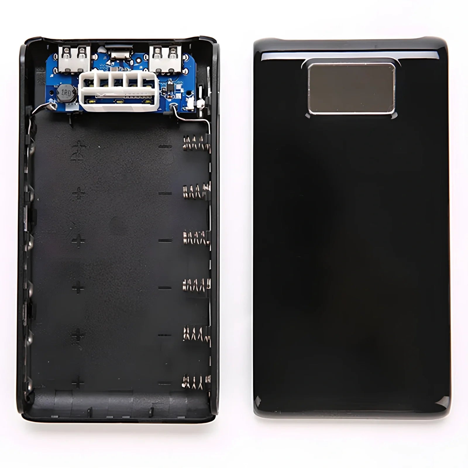 Black 18650 DIY charging bank case C9 model, 22mm x 76mm x 150mm with Type-C input and 5V 2A output for six batteries