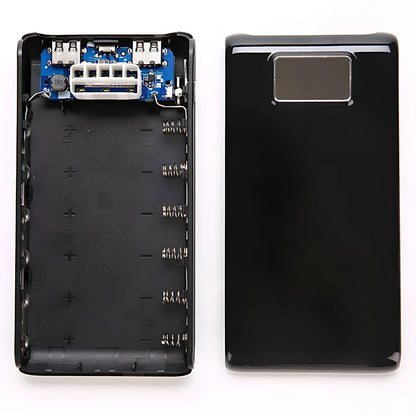 Black 18650 DIY charging bank case C9 model, 22mm x 76mm x 150mm with Type-C input and 5V 2A output for six batteries
