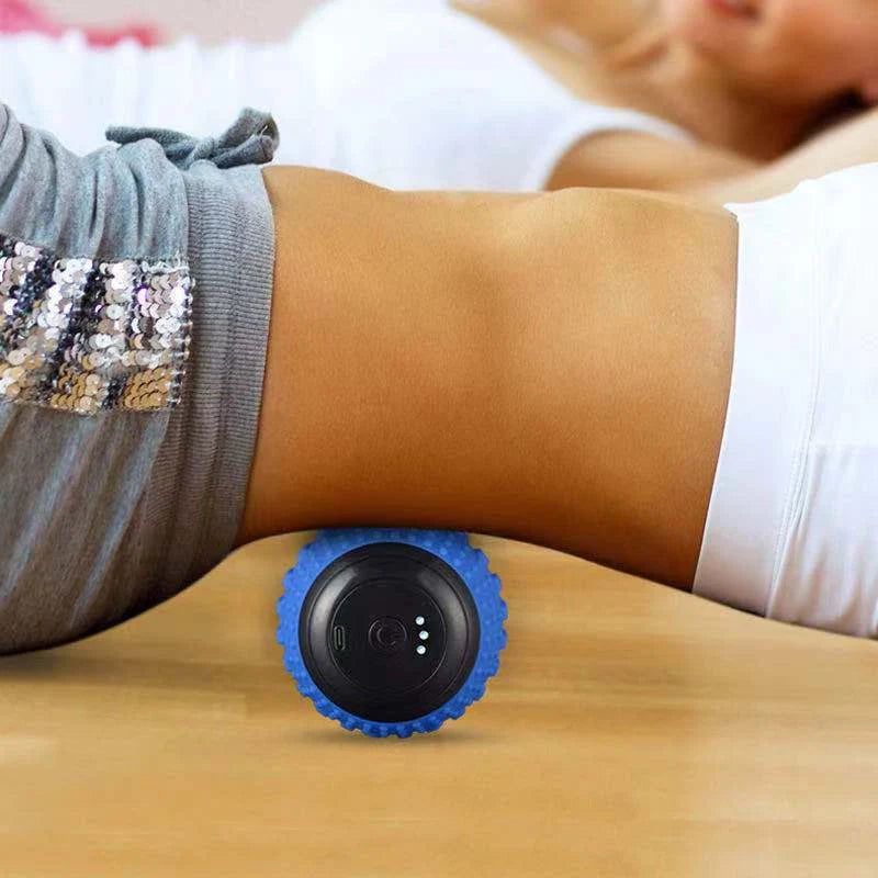 USB Charging Electric Yoga Ball in blue and pink for muscle relaxation and massage