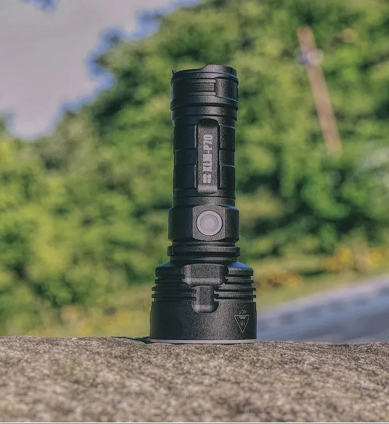 Rechargeable super bright LED flashlight with focusing beam and aluminum alloy body