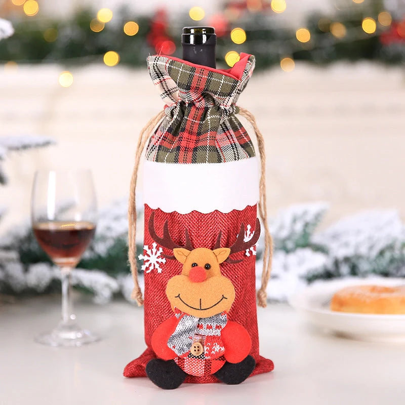 Festive Christmas wine bottle socks in vibrant holiday designs