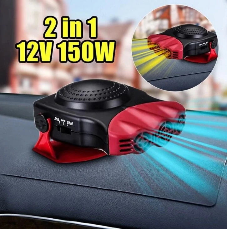 Portable windshield defroster with dual cooling and heating functionality, compact and durable design