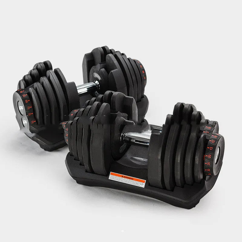 Men's automatic quick adjustment dumbbell in black with iron and plastic construction