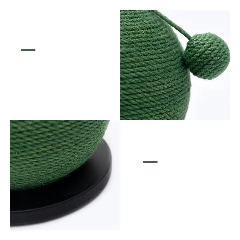 Cat scratching ball board toy cactus shape sisal rope black background 20x20x22 cm