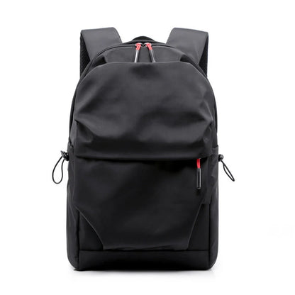 Durable nylon backpack in black and light grey with adjustable straps