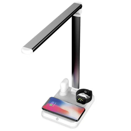 Versatile LED Desk Lamp with Wireless Charging Station - Adjustable arm, touch-sensitive controls, and multiple charging capabilities