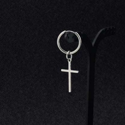 Stainless steel cross stud earrings with precise sizing for sensitive ears
