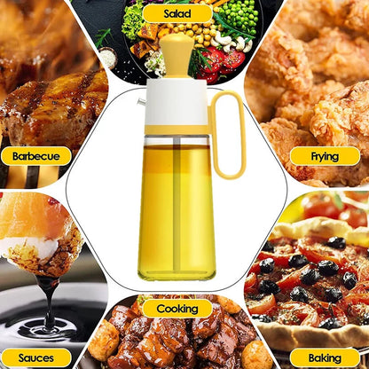 2-in-1 oil dispenser with silicone brush for BBQ and kitchen use