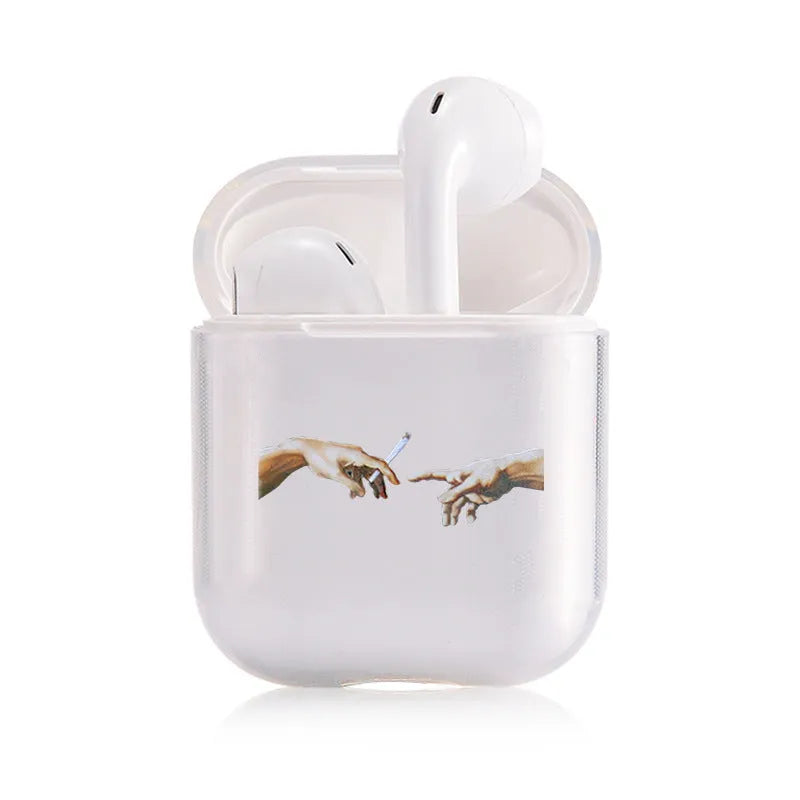 Clear transparent plastic protective cover case for Apple AirPods and AirPods Pro.