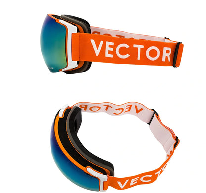 Compass blue ski goggles with double-layer anti-fog spherical lenses and magnetic attachments for men and women